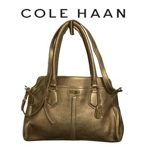 Cole Haan EUC Pebbled Leather Lg Gold Shoulder Bag